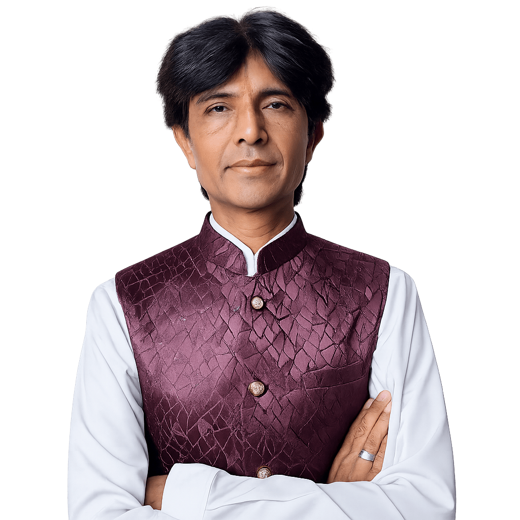 Vastu consultant near me in traditional attire recommending money Vastu items for home and office prosperity